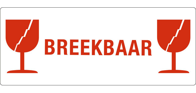 Waarschuwingsetiket IEZZY glas breekbaar 150mmx60mm 500 stuks