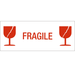Etiquette d'avertissement IEZZY Verre/Fragile 150x60mm 500 pièces