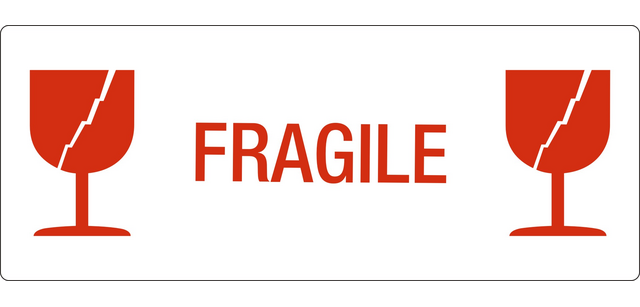 Etiquette d'avertissement IEZZY Verre/Fragile 150x60mm 500 pièces