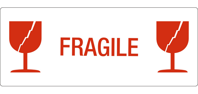 Etiquette d'avertissement IEZZY Verre/Fragile 150x60mm 500 pièces