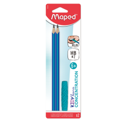 Grafietpotlood Maped Kidy Learn Concentration met kauwtopper set à 2 stuks blauw