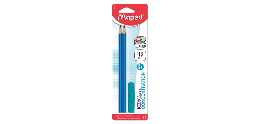 Grafietpotlood Maped Kidy Learn Concentration met kauwtopper set à 2 stuks blauw
