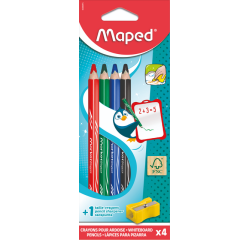 Crayon tableau blanc Maped Marker'Peps avec taille-crayon set 4 couleurs