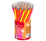Crayon graphite Maped Neon embout gomme pot 72 pièces assorti
