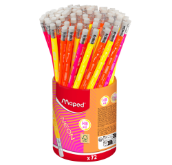 Crayon graphite Maped Neon embout gomme pot 72 pièces assorti