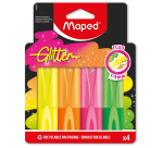 Markeerstift Maped Glitter set à 4 fluoriserende kleuren