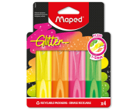 Markeerstift Maped Glitter set à 4 fluoriserende kleuren