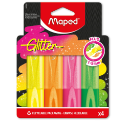DE_Rotulador maped fluorescente glitter blister de 4 unidades colores surtidos