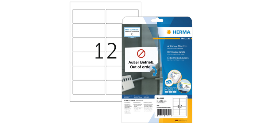 Etikett HERMA 4348 96x42,3mm weiß 300 Etiketten