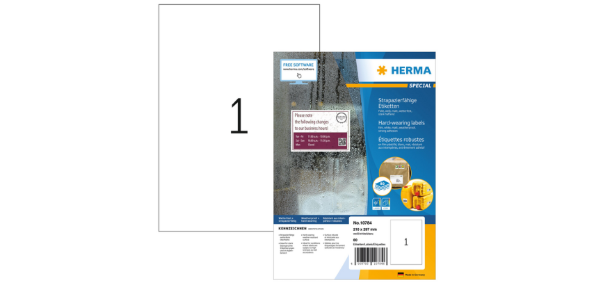 HERMA Label 10784 210x297mm weather-resistant white 80 labels
