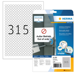 Etiquette HERMA 4385 ronde 10mm blanc 7875 étiquettes