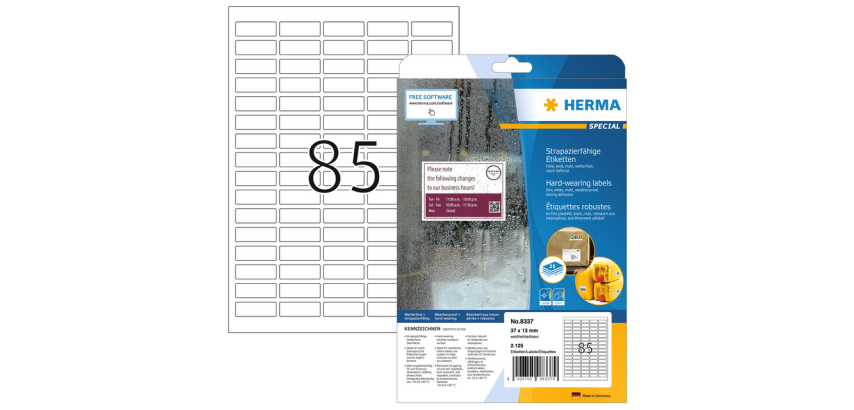 HERMA 8332 37x13mm wetterfeste Etiketten weiß 2125 Etiketten