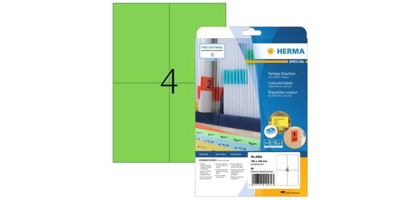 Etiquette HERMA 4564 105x148mm vert 80 étiquettes