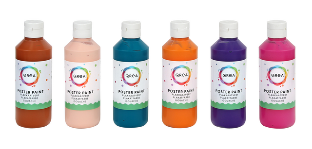 Gouache Qrea set 6 couleurs fun 250ml