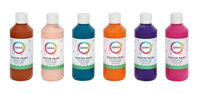 Gouache Qrea set 6 couleurs fun 250ml