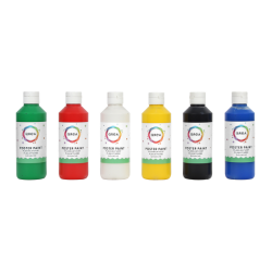 Plakkaatverf Qrea set à 6 standaard kleuren 250ml