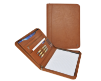 Schrijfmap DESQ A4 kunstleder met rits bruin