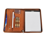 Conférencier DESQ A4 simili cuir à fermeture éclair brun