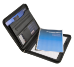 DESQ A4 faux leather zip-up conference folder with black handles