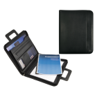 DESQ A4 faux leather zip-up conference folder with black handles