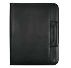 Conférencier DESQ A4 simili cuir à fermeture éclair et poignées noir