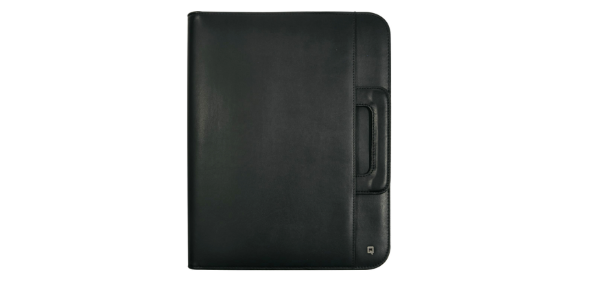 DESQ A4 faux leather zip-up conference folder with black handles