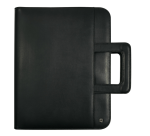 DESQ A4 faux leather zip-up conference folder with black handles