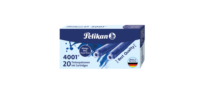 Cartouche d'encre Pelikan 4001 bleu roi 20 pièces