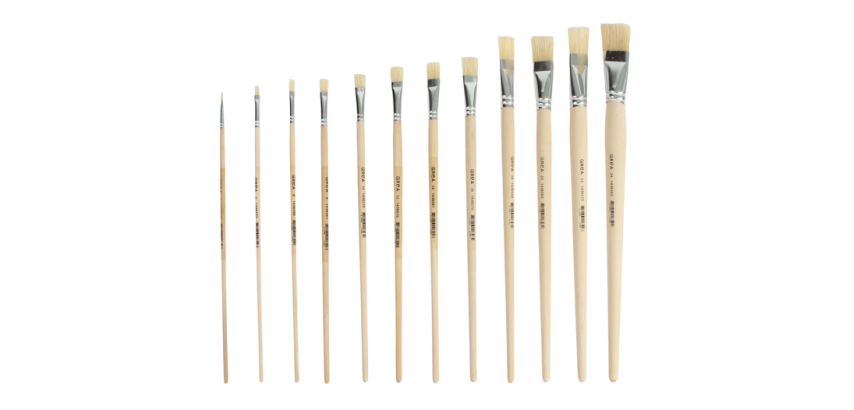 Pinceaux Qrea soie de porc set de 12 largeurs