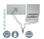 Bras double pour écran et ordinateur portable Leitz Ergo faible encombrement gris
