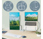 Bras double pour écran et ordinateur portable Leitz Ergo faible encombrement gris