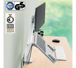 Bras double pour écran et ordinateur portable Leitz Ergo faible encombrement gris