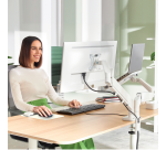 Bras double pour écran et ordinateur portable Leitz Ergo faible encombrement gris