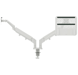 Bras double pour écran et ordinateur portable Leitz Ergo faible encombrement gris