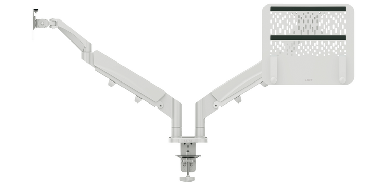 Leitz Ergo dual arm for monitor and laptop low footprint gray