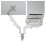 Bras double pour écran et ordinateur portable Leitz Ergo faible encombrement gris