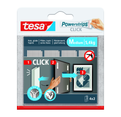 Adhésif tesa Powerstrips Click Medium 4 paires blanc
