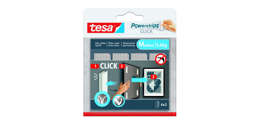 Adhésif tesa Powerstrips Click Medium 4 paires blanc