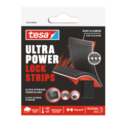 Klittenband tesa Ultra Power Lock Strips 50x25mm 2 strips zwart