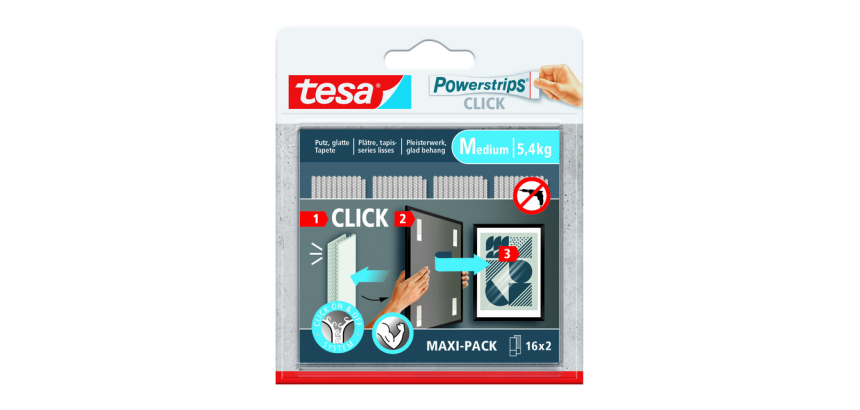 Adhésif tesa Powerstrips Click Medium 16 paires blanc