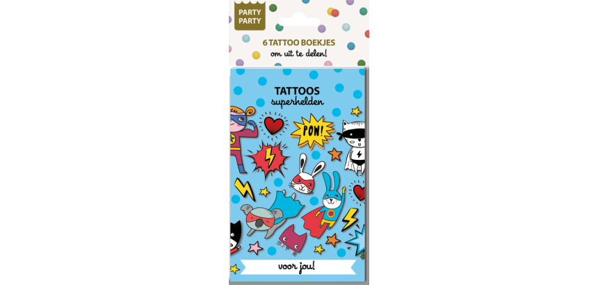 Autocollants Party Party 6 carnets Tattoo Super héro Interstat