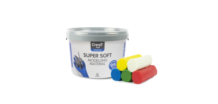 Pâte à modeler Creall Super Soft rouge/bleu/vert/jaune/blanc 1750g