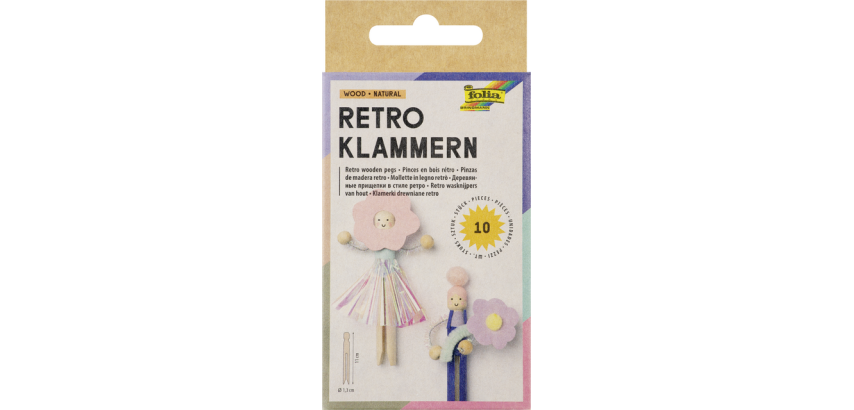 Retro Wooden Clip Folia Pack of 10 Pieces