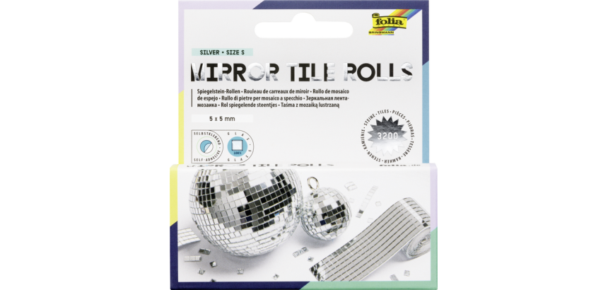Mosaïque miroir Folia Silver autocollante 5x5mm