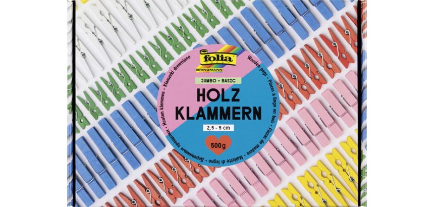 Pince à linge Folia Jumbo 500g assorti