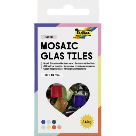 Mosaïque en verre Folia 10x10mm Basic assorti