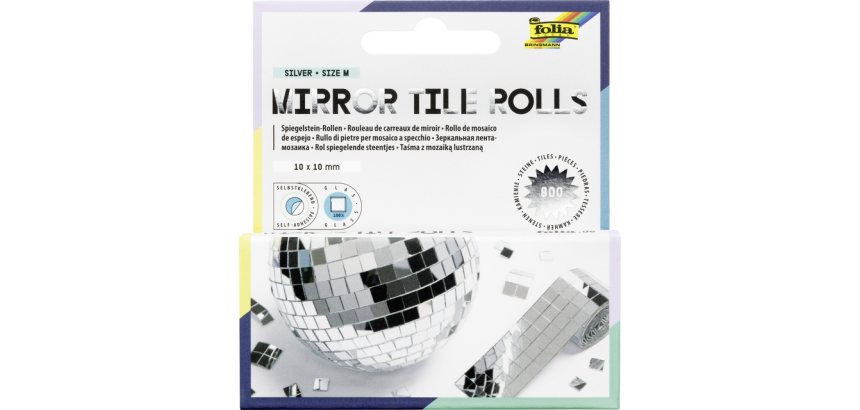Mosaïque miroir Folia Silver autocollante 10x10mm