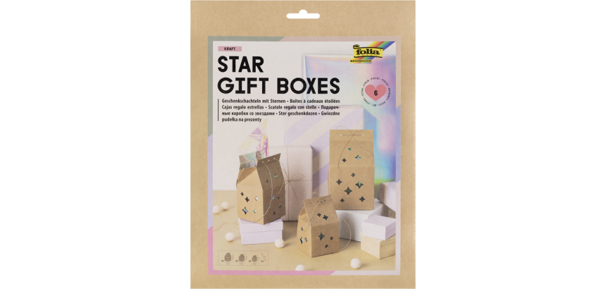 Giftbox Folia Star kraft set à 6 stuks