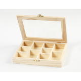 Boîte Creativ Company 15,5x20,5x3,5cm bois couvercle en verre