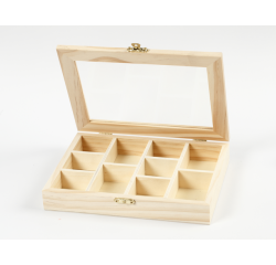 Boîte Creativ Company 15,5x20,5x3,5cm bois couvercle en verre